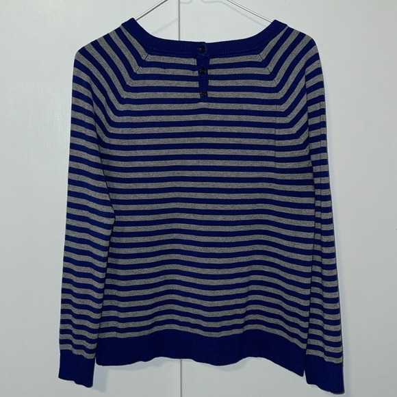 Cynthia Rowley Blue & Gray Long Sleeve Striped Sweater Women’s L Large - Picture 3 of 6